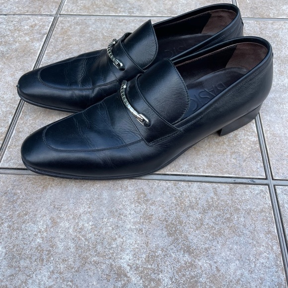 A. Testoni Size 8,5 black Leather Slip on Loafers - Picture 1 of 14